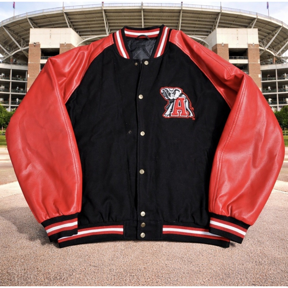 Alabama Crimson Tide Vintage 1988  VTG Varsity Letterman Jacket Mens XL Leather